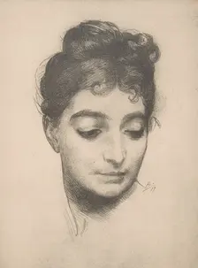 Woman's Head, from L'Estampe Moderne, 1897-99. Creator: Felix Bracquemond