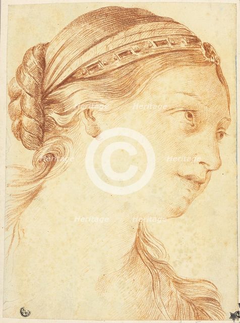 Woman's Head in Three-Quarter Profile to Right, n.d. Creator: Louis Marin Bonnet.