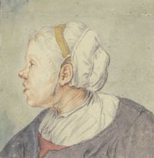 Woman's head with a small cap. Creator: Cornelis Dusart
