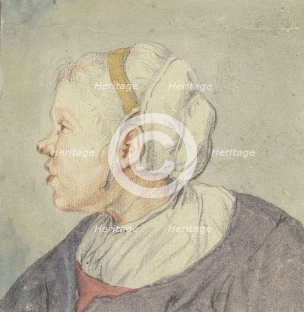 Woman's head with a small cap. Creator: Cornelis Dusart.