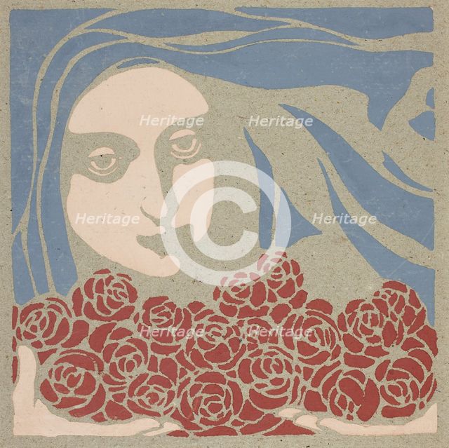 Woman's Head with Roses, 1899. Creator: Koloman Moser.