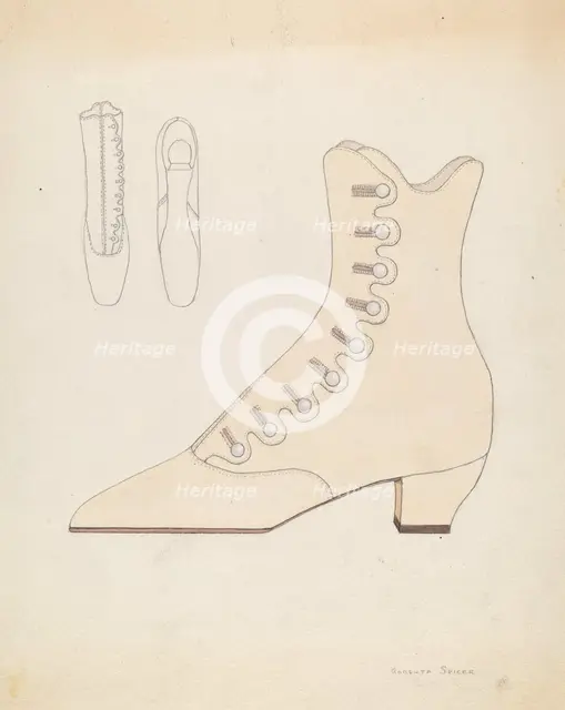 Woman's Shoe, c. 1936. Creator: Roberta Spicer.