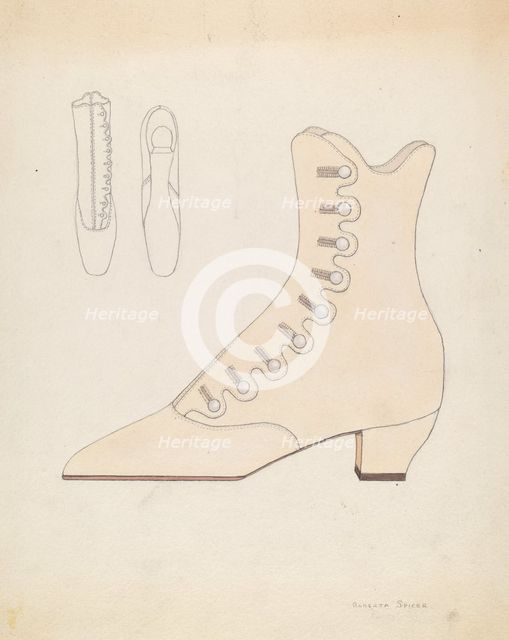 Woman's Shoe, c. 1936. Creator: Roberta Spicer.