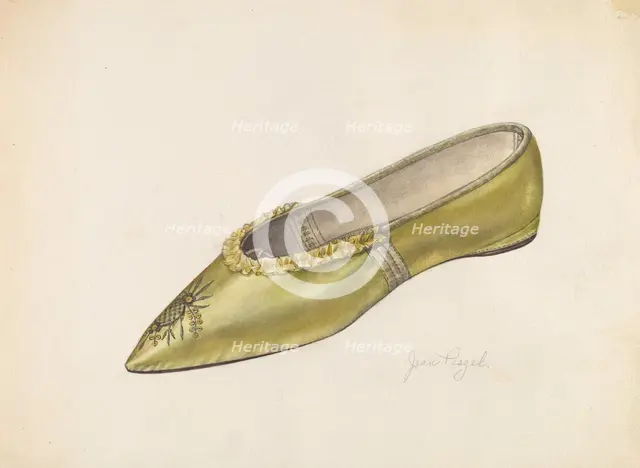Woman's Slipper, 1935/1942. Creator: Jean Peszel.
