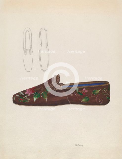Woman's Slipper, c. 1936. Creator: Nancy Crimi.