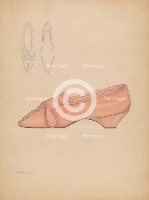 Woman's Slipper, c. 1937. Creator: Nancy Crimi.