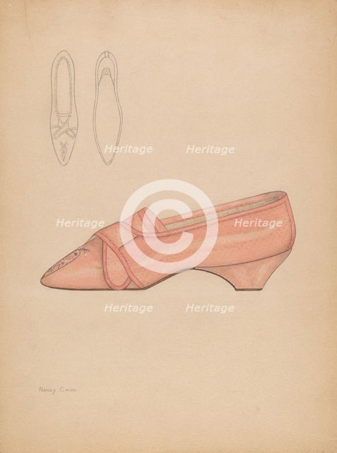Woman's Slipper, c. 1937. Creator: Nancy Crimi.