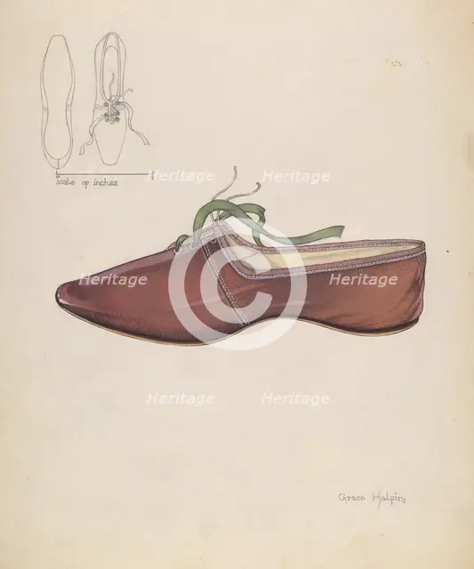 Woman's Slipper, c. 1937. Creator: Grace Halpin.