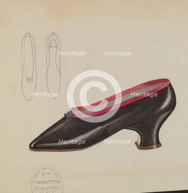 Woman's Slippers, c. 1936. Creator: Esther Hansen.