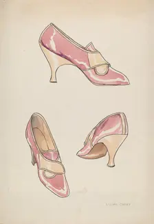 Woman's Slippers, c. 1936. Creator: Lillian Causey