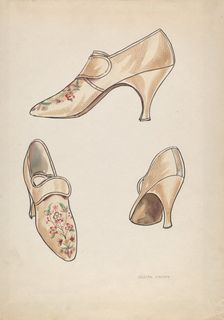 Woman's Slippers, c. 1936. Creator: Lillian Causey