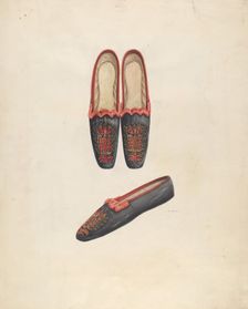Woman's Slippers, c. 1937. Creator: Al Curry