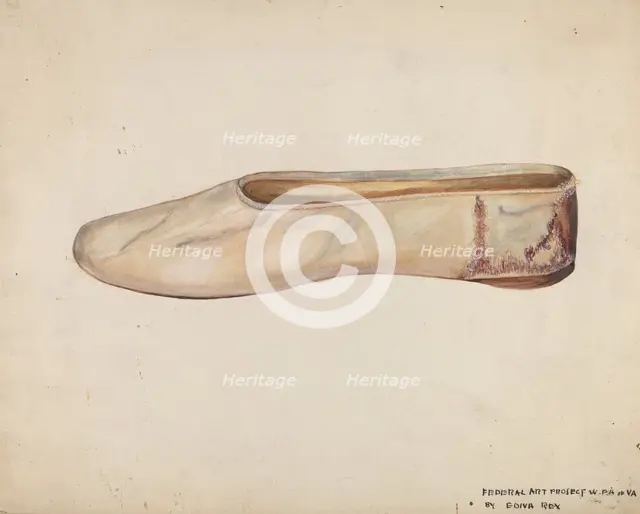 Woman's Slippers, c. 1937. Creator: Edna C. Rex.