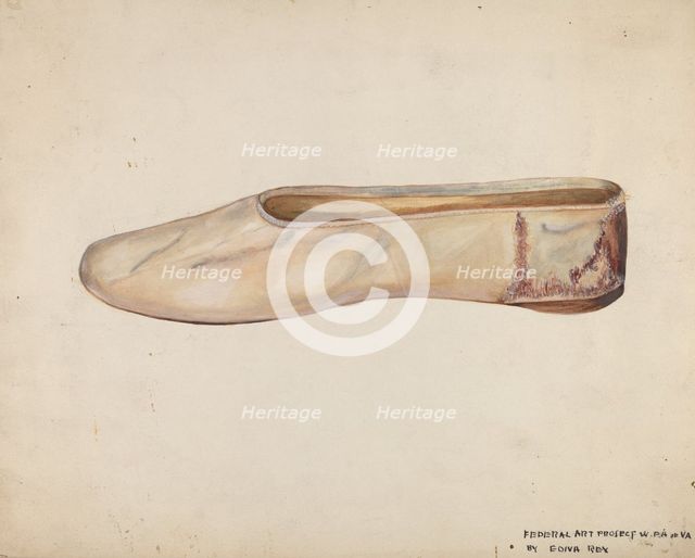 Woman's Slippers, c. 1937. Creator: Edna C. Rex.