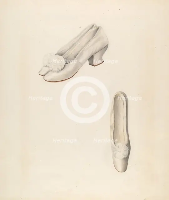 Woman's Slippers, c. 1937. Creator: Ray Price.
