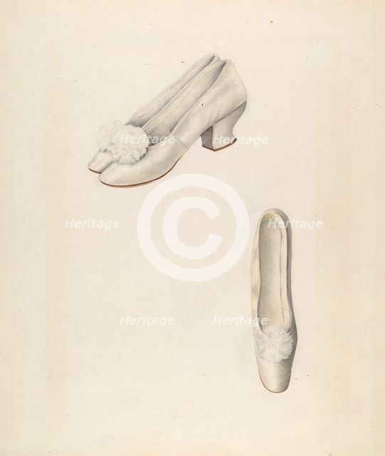 Woman's Slippers, c. 1937. Creator: Ray Price.