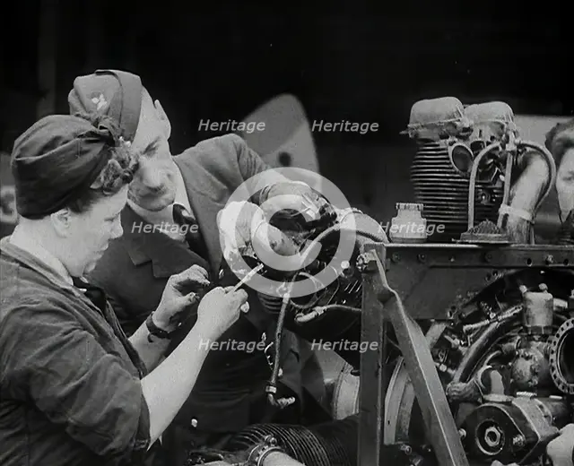 Woman Working on an Aeroplane Engine, 1942. Creator: British Pathe Ltd.