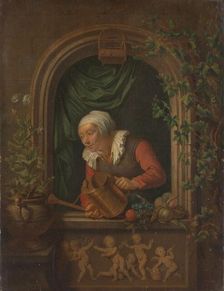 Woman Watering a Plant, 1720-1771. Creator: Louis de Moni