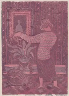 Woman watering plants, c1951. Creator: Shirley Markham