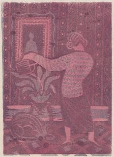 Woman watering plants, c1951. Creator: Shirley Markham