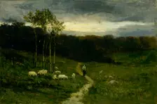 Woman Walking down Path, 1882. Creator: Edward Mitchell Bannister