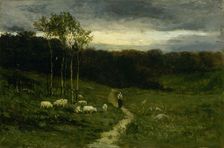 Woman Walking down Path, 1882. Creator: Edward Mitchell Bannister