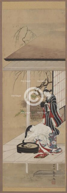Woman washing her hair with an attendant, mid-18th century. Creator: Katsukawa Shunsui.