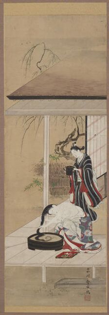 Woman washing her hair with an attendant, mid-18th century. Creator: Katsukawa Shunsui