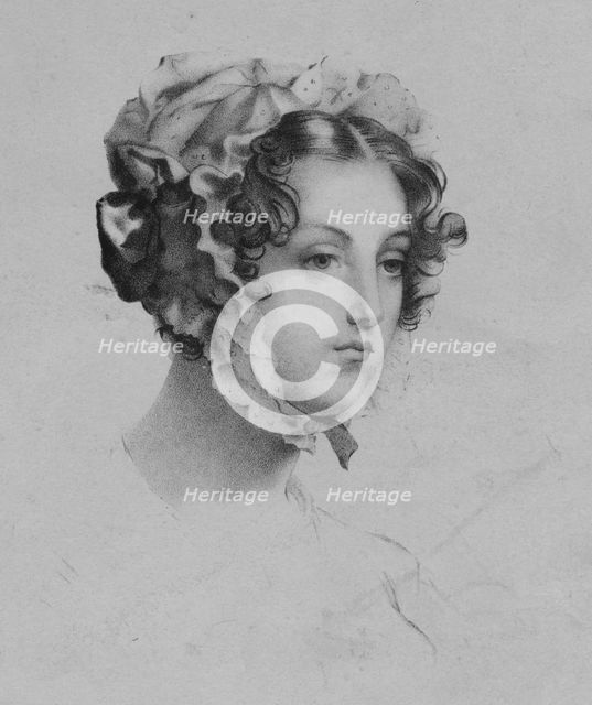 Woman wearing a bonnet, 1820s. Creator: Mademoiselle Formentin.