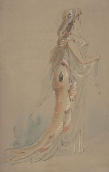Woman Wearing a Costume Whose Bustle and Headdress are the Shape..., 2nd half 19th cent. Creator: Anon