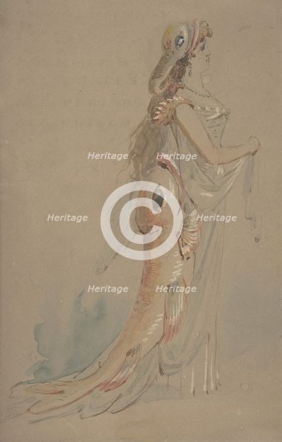 Woman Wearing a Costume Whose Bustle and Headdress are the Shape..., 2nd half 19th cent. Creator: Anon.