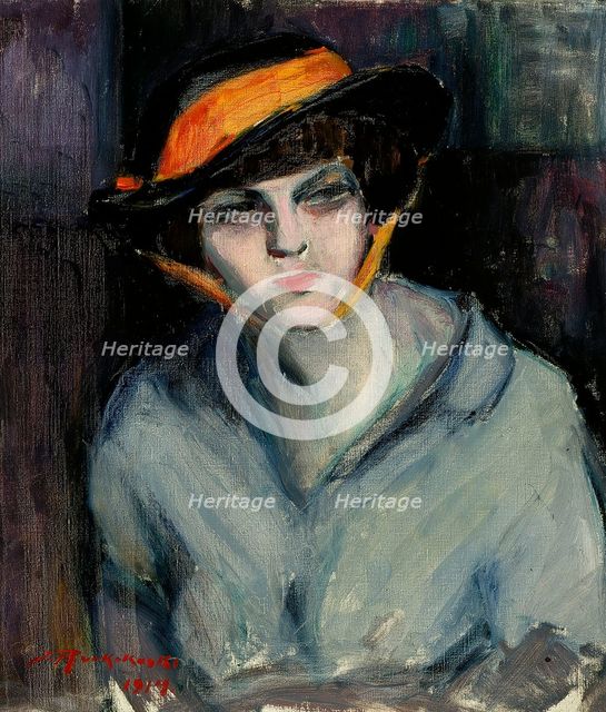 Woman Wearing a Hat, 1914. Creator: Jalmari Ruokokoski.
