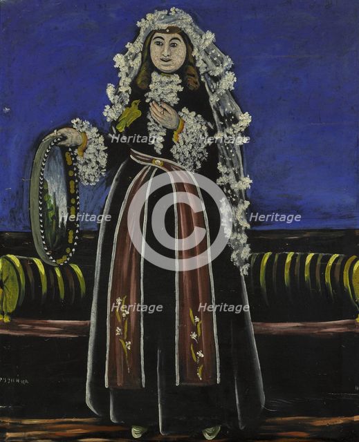 Woman wearing a Lechaki (silk veil). Creator: Pirosmani, Niko (1862-1918).