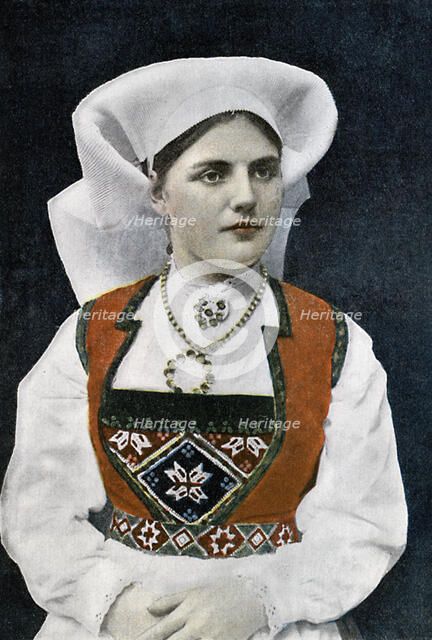 Woman wearing Norwegian national costume, c1890. Artist: L Boulanger