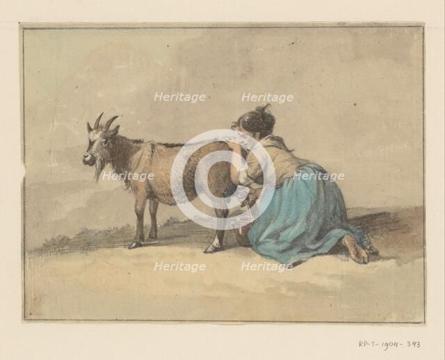 Woman who milks a goat, 1775-1833. Creator: Jean Bernard.