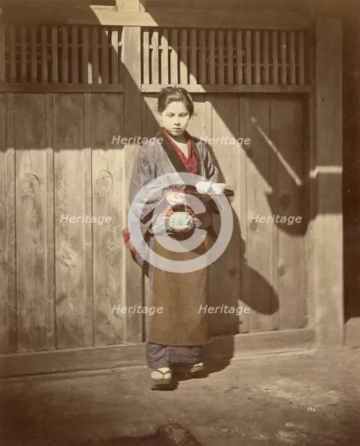 Woman with Tea Tray, 1863-1868. Creator: Felice Beato.