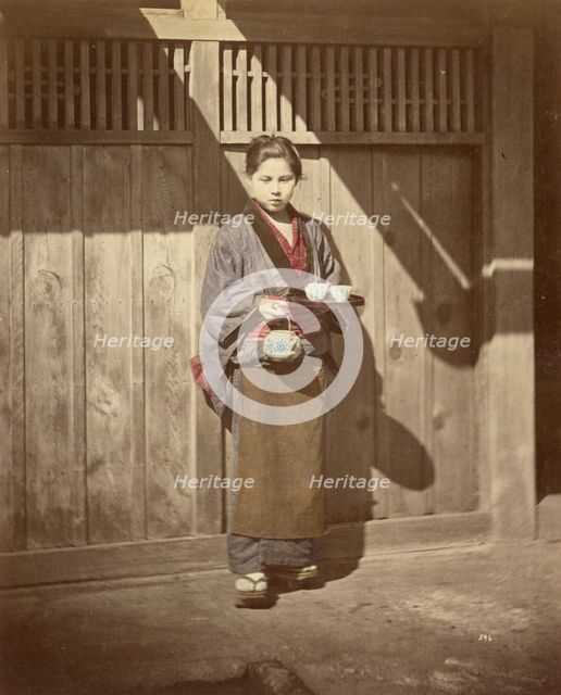 Woman with Tea Tray, 1863-1868. Creator: Felice Beato.