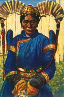 Woman with traditional headdress, Mongolia, c1928. Creator: Unknown