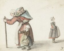 Woman with two children in a carrying basket, 1651. Creator: Gesina ter Borch