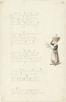 Woman with two baskets of fruit and a cherry tree branch, c.1652. Creator: Gesina ter Borch