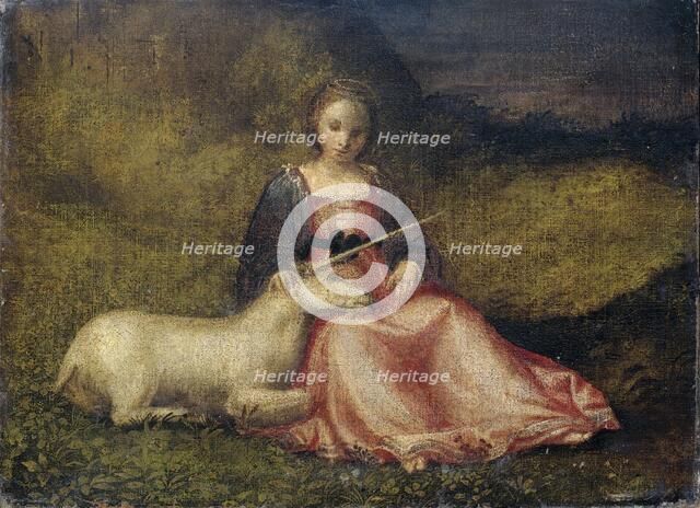 Woman with Unicorn, c.1510. Creator: Anon.