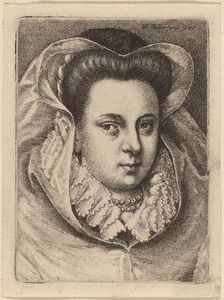 Woman with White Veil and Black Hat (Mary Stuart?), 1645. Creator: Wenceslaus Hollar