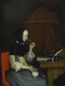Woman with Wine Glass, c1656-1657. Creator: Gerard Terborch II