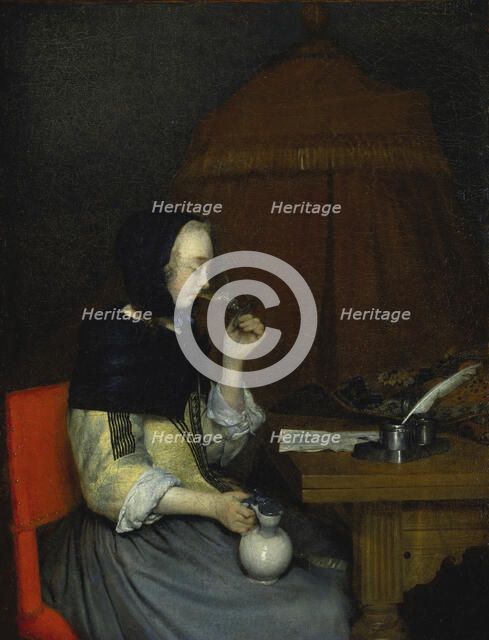 Woman with Wine Glass, c1656-1657. Creator: Gerard Terborch II.