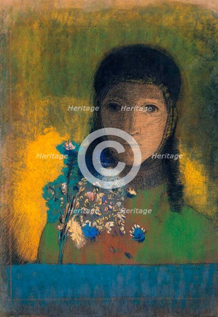 Woman with Wildflowers', c1900. Creator: Redon, Odilon (1840-1916).