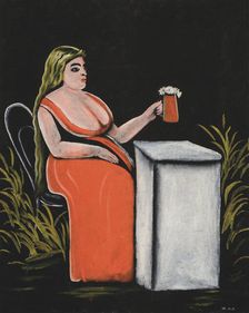 Woman with a Mug of Beer. Creator: Pirosmani, Niko (1862-1918)
