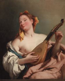 Woman with a Mandolin, c.between 1755 and 1760. Creator: Giovanni Battista Tiepolo