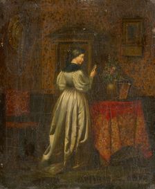 Woman with a miniature, 1850-1870. Creator: Schleich