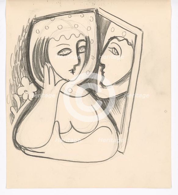Woman with a mirror, 1938. Creator: Mikulas Galanda.