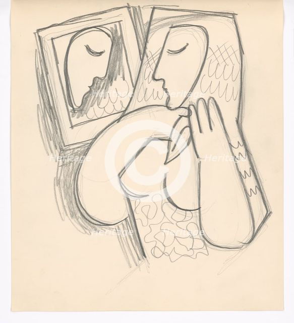 Woman with a mirror, 1938. Creator: Mikulas Galanda.